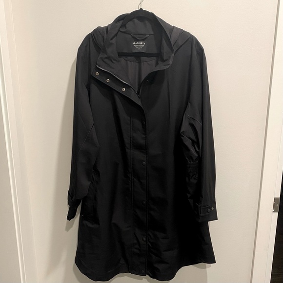 Athleta Rainout Sutro Long Trench Coat in Black - Plus Size 3X - Picture 4 of 9